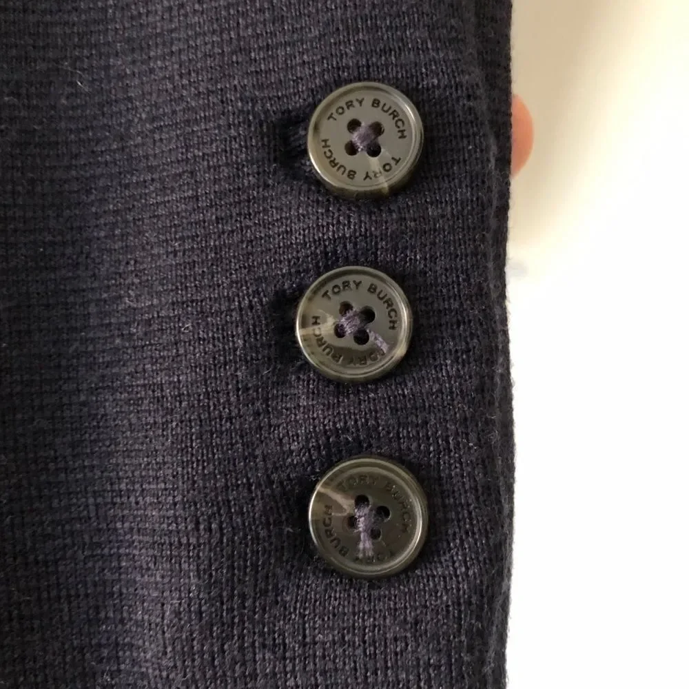 Tory Burch Navy Blue Embroidered Blazer Medium - Picture 6 of 8